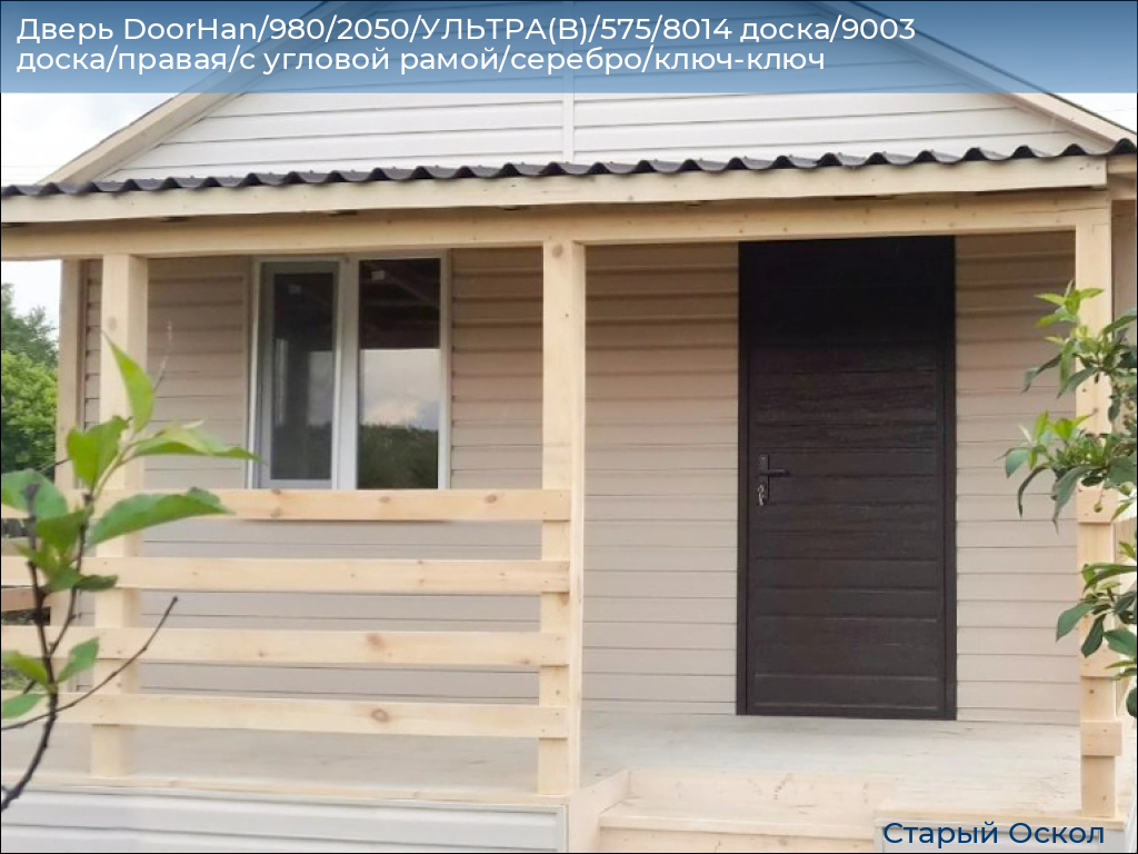 Дверь DoorHan/980/2050/УЛЬТРА(B)/575/8014 доска/9003 доска/правая/с угловой рамой/серебро/ключ-ключ, oskol.doorhan.ru