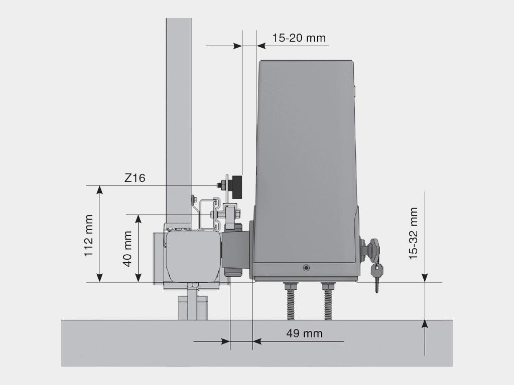 Устaнавливается на монтaжную плaстину, которая aнкерится в бетонное основание.